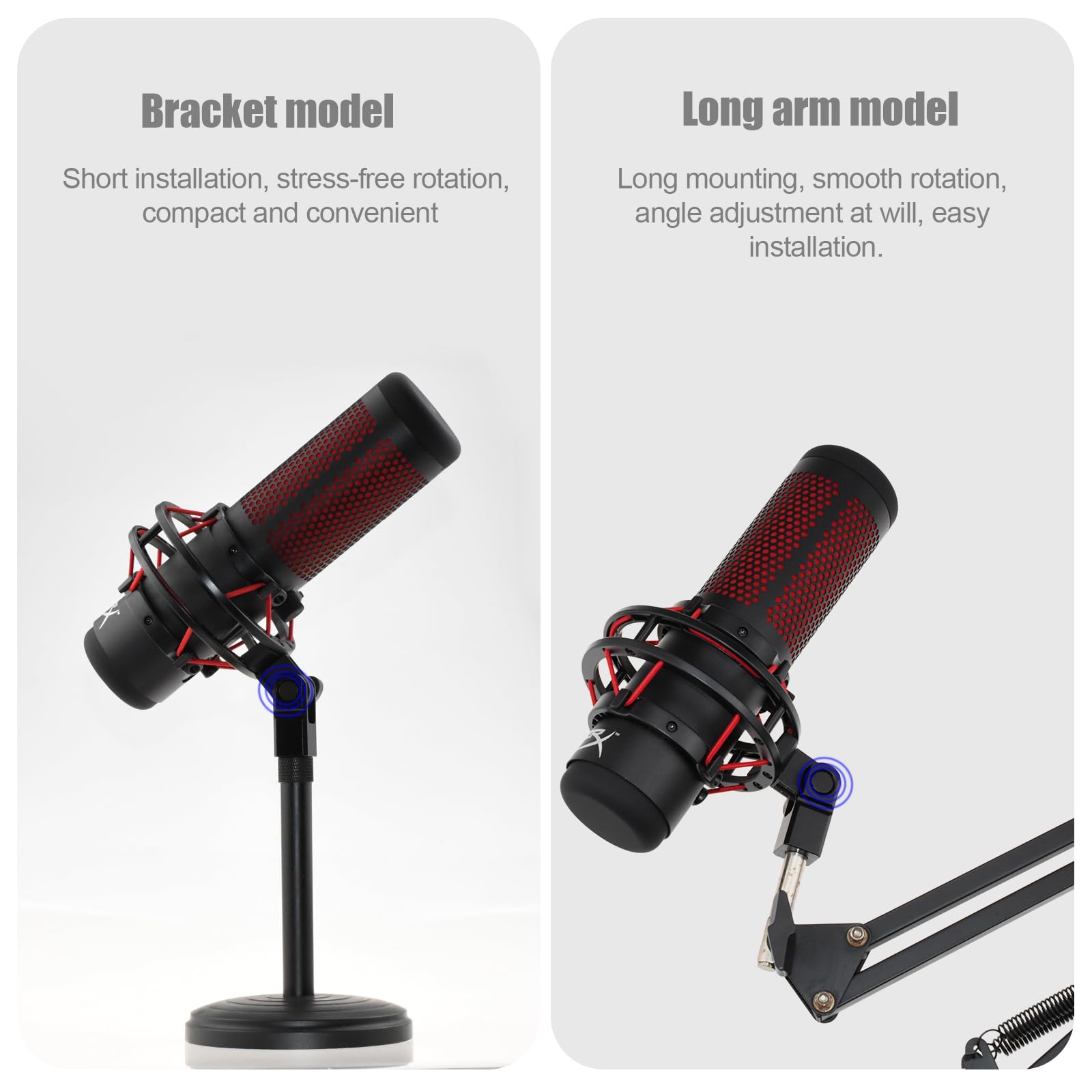 Microphone Mount Adapter for Hyperx Quadcast with 3/8'' or 1/4'' Screw Adapter, Works with HyperX QuadCast Microphone Stand & Bo